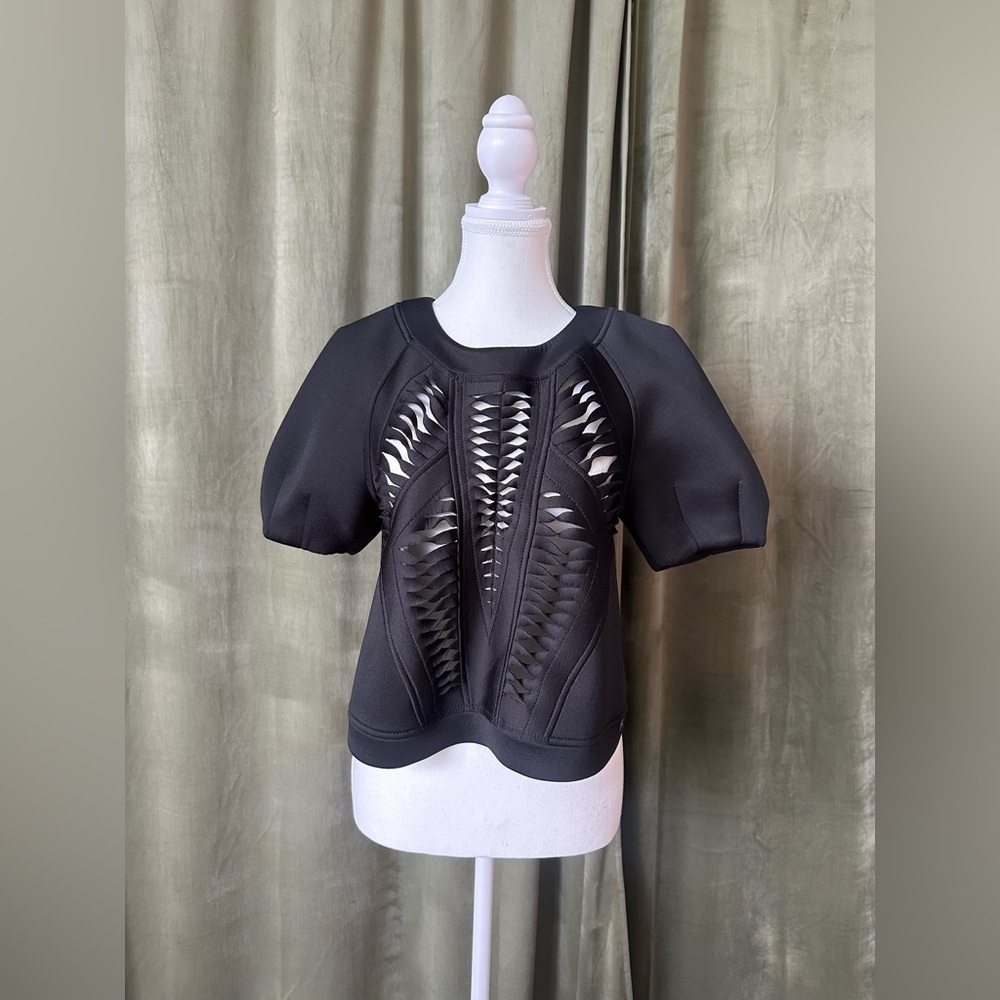 Black Cutout Women's structural scuba Top - Elisabetta Franchi Italian Designer